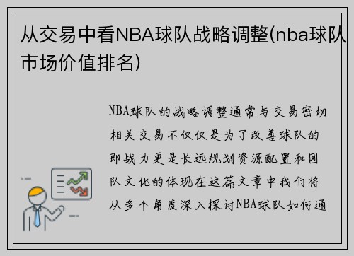 从交易中看NBA球队战略调整(nba球队市场价值排名)